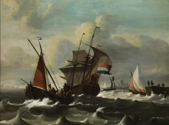 Marine avec un trois-mâts hollandais